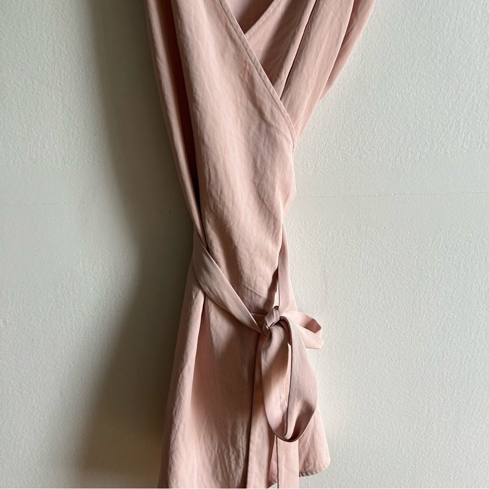 Everlane Sz 2 Japanese Go Weave Dusty Pink Romantic Feminine Wrap Dress - Picture 4 of 10